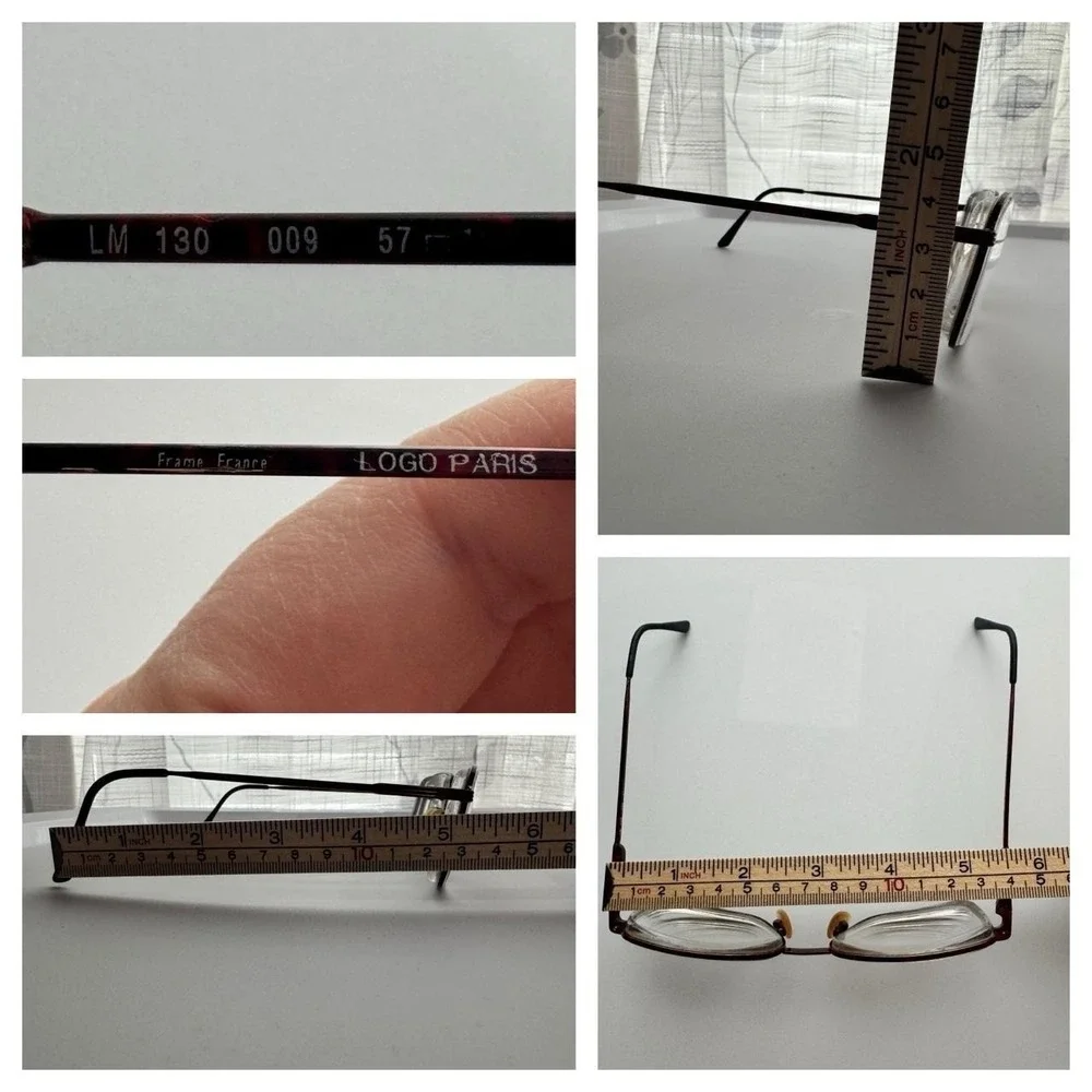 Logo Paris Frame France LM130 Rectangle Eyeglass Frames Burgundy Metal Y2K Vtg